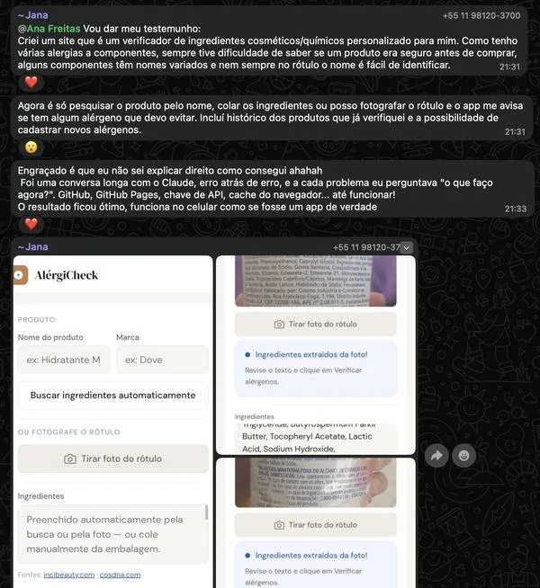 Jana criou um app verificador de alérgenos